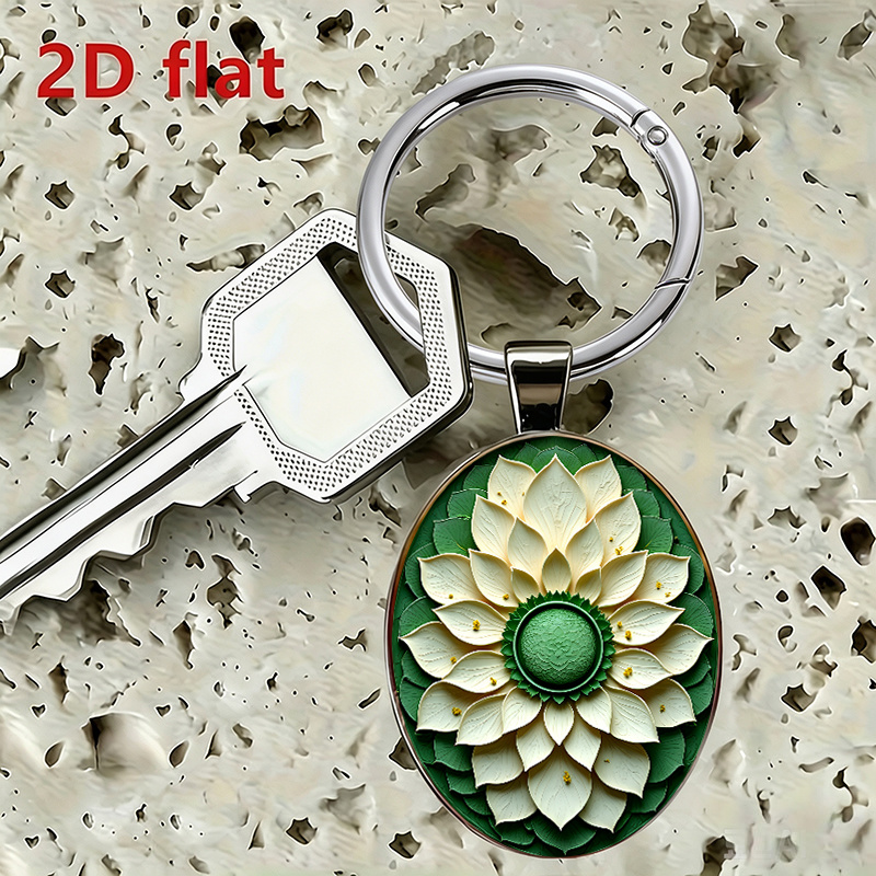 Natural Zen Lotus Theme Keychain, High-Definition Petal Texture